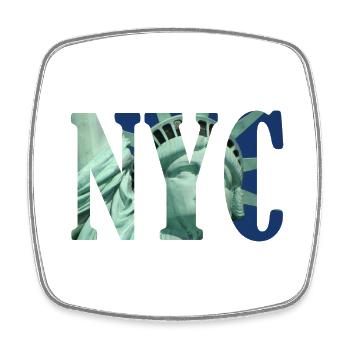 NYC Typografie mit Freiheitsstatue - Viereckiger Kühlschrankmagnet - Weiß - Vorne