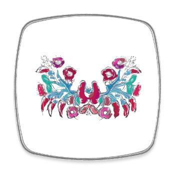 hungarian flowers,tendrils,floral,pink,flowers - Square fridge magnet - white - Front