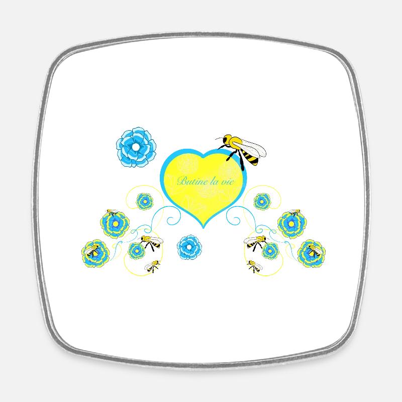 Abeille - Magnet carré - blanc