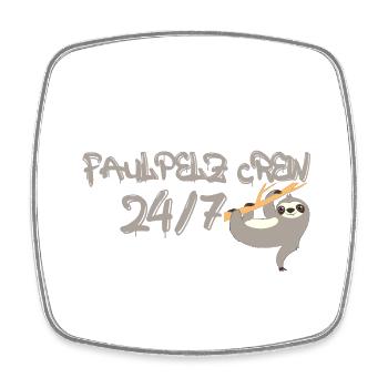 Faulpelz Crew 24/7 - Viereckiger Kühlschrankmagnet - Weiß - Vorne