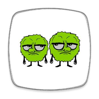 2 Monster Augen verdrehen - Viereckiger Kühlschrankmagnet - Weiß - Vorne