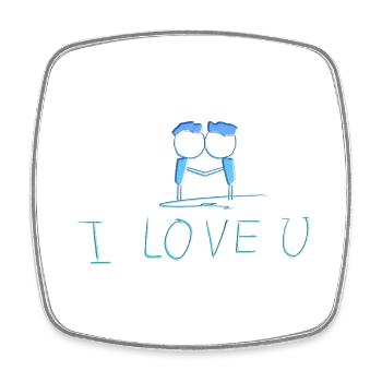 couple blue lovers gay - Square fridge magnet - white - Front