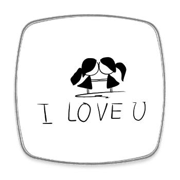 lesbian couple I love you - Square fridge magnet - white - Front