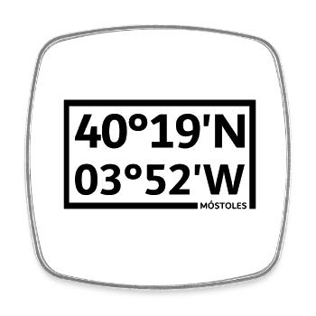 Móstoles Koordinaten - Viereckiger Kühlschrankmagnet - Weiß - Vorne