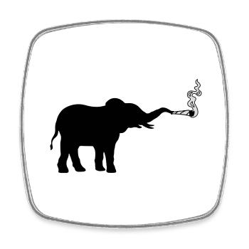 Kiffender Elefant Joint Weed - Viereckiger Kühlschrankmagnet - Weiß - Vorne