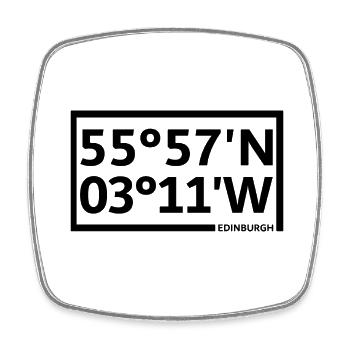 Edinburgh Koordinaten - Viereckiger Kühlschrankmagnet - Weiß - Vorne