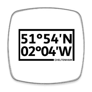 Cheltenham Koordinaten - Viereckiger Kühlschrankmagnet - Weiß - Vorne