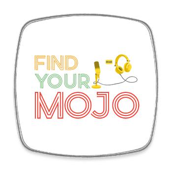 Finden Sie Ihre Mojo Colourful Violet Pink Retro Schriftart - Viereckiger Kühlschrankmagnet - Weiß - Vorne