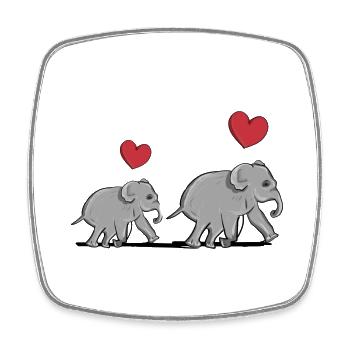 elephant family mother baby heart animal symbol - Square fridge magnet - white - Front