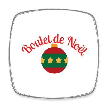Tee-shirt de Noël | « Boulet de Noël » - Magnet carré - blanc - Devant
