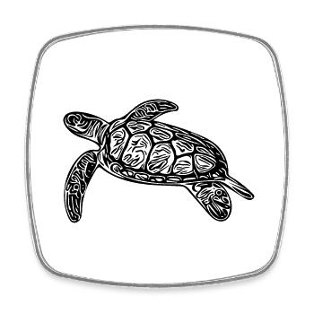 Small floating turtle - Square fridge magnet - white - Front
