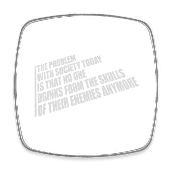 drinks from enemies skulls - Square fridge magnet - white - Front