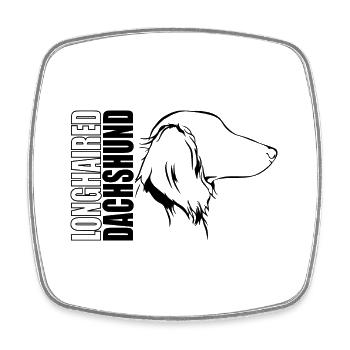 DACHSHUND à poil long Profil Chien Chien Wilsigns - Magnet carré - blanc - Devant