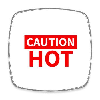 ATTENTION rouge chaud - Magnet carré - blanc - Devant