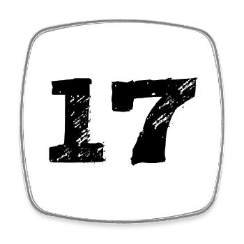 17 Number jersey - Square fridge magnet - white - Front