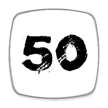50 number jersey - Square fridge magnet - white - Front
