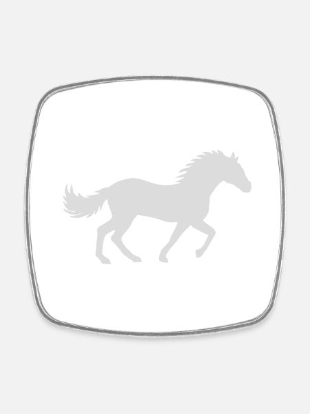 Rennendes Pferd Silhouette Design - Viereckiger Kühlschrankmagnet - Weiß
