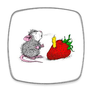 Rat et anniversaire - Magnet carré - blanc - Devant