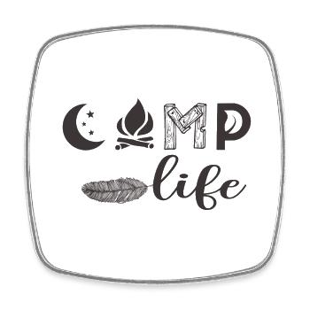 Camp live - Viereckiger Kühlschrankmagnet - Weiß - Vorne