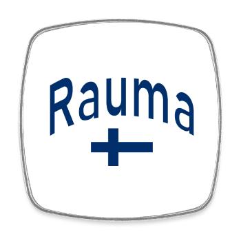 Drapeau finlandais de Rauma - Magnet carré - blanc - Devant