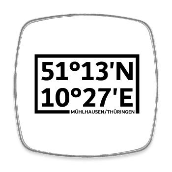 Mühlhausen/Thüringen Koordinaten - Viereckiger Kühlschrankmagnet - Weiß - Vorne