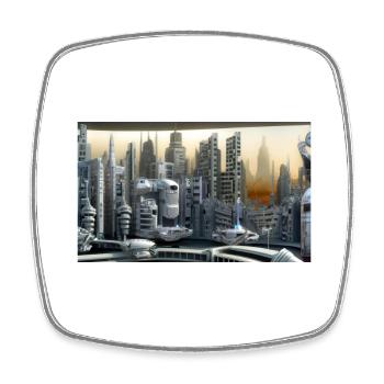 City of the future - Square fridge magnet - white - Front