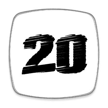 Maillot 20 Numéro - Magnet carré - blanc - Devant