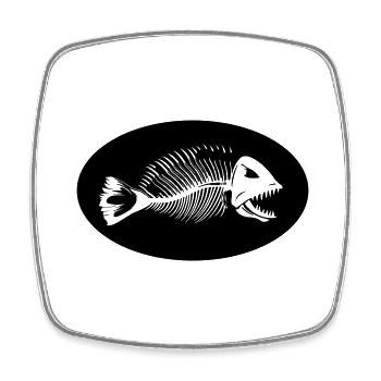 piranha - Magnet carré - blanc - Devant