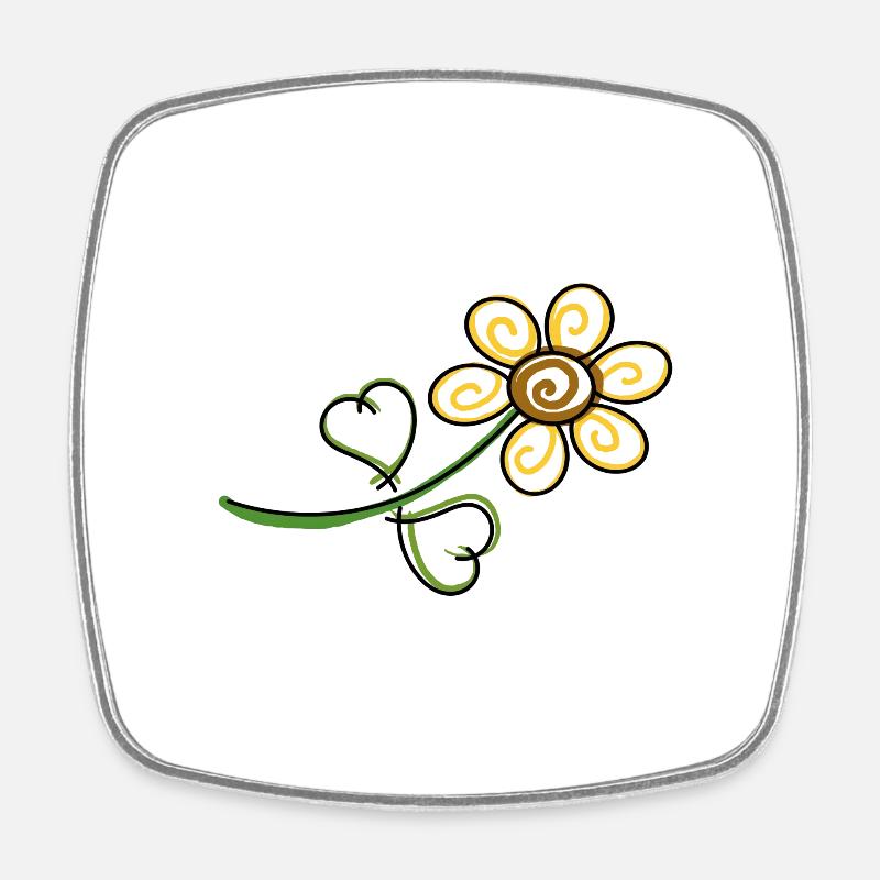Flower - Square fridge magnet - white