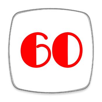 60. 60 JAHRE. 60-JÄHRIGES JUBILÄUM. GEBURTSTAG 60 JAHRE. - Viereckiger Kühlschrankmagnet - Weiß - Vorne