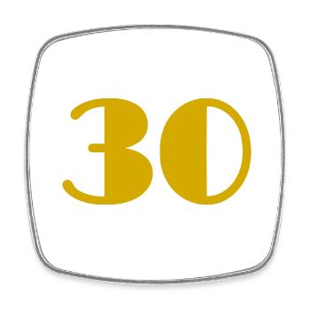 30 ANS. 30. 30e ANNIVERSAIRE. ANNIVERSAIRE 30 ANS - Magnet carré - blanc - Devant