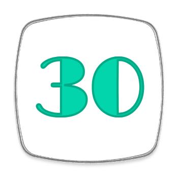 30 ANS. 30. 30e ANNIVERSAIRE. ANNIVERSAIRE 30 ANS - Magnet carré - blanc - Devant