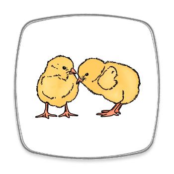 Deux poussins mignons - Magnet carré - blanc - Devant