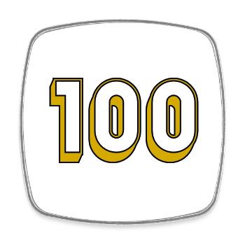 100. 100 ANS. 100e ANNIVERSAIRE. ANNIVERSAIRE - Magnet carré - blanc - Devant