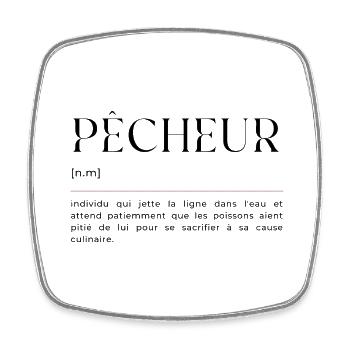 Pêcheur: Définition Humoristique - Cadeau pêcheur - Magnet carré - blanc - Devant