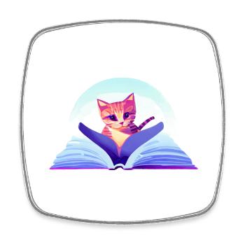 Katze Bücher Kater Lesen Buch Kätzchen Hauskatze - Viereckiger Kühlschrankmagnet - Weiß - Vorne