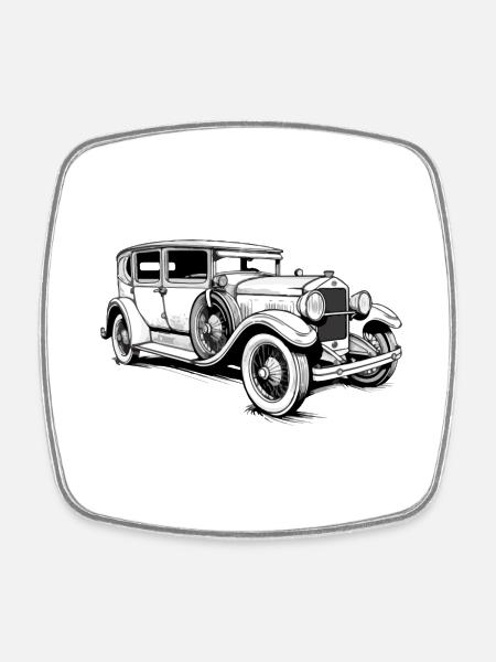 Oldtimer - Viereckiger Kühlschrankmagnet - Weiß
