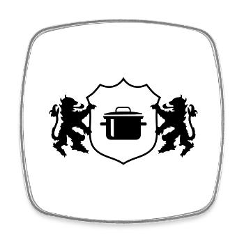 Wappen Kochtopf - Viereckiger Kühlschrankmagnet - Weiß - Vorne