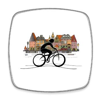 Cycliste - Magnet carré - blanc - Devant