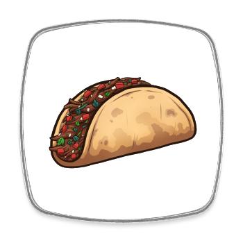 Cartoon Taco - Viereckiger Kühlschrankmagnet - Weiß - Vorne