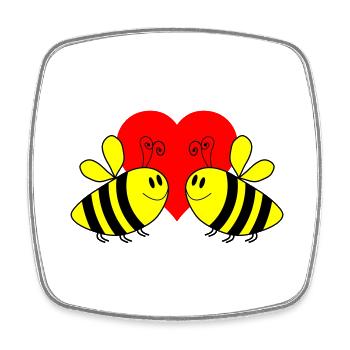 Bee Love 3 - Square fridge magnet - white - Front