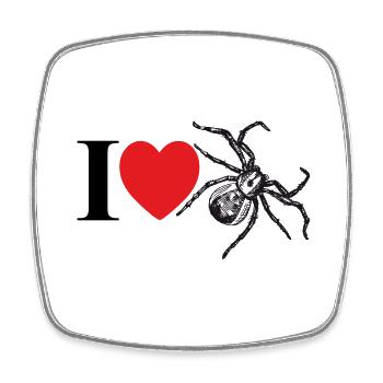 J’adore les araignées avec un cœur et une silhouette d’araignée - Magnet carré - blanc - Devant