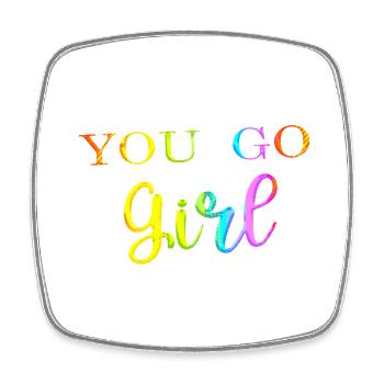 you go girl power women girl feminism quotes woman - Square fridge magnet - white - Front