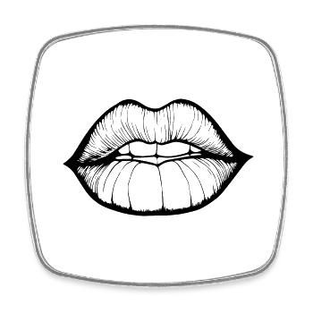 Lips, mouth, kissing lips - Square fridge magnet - white - Front
