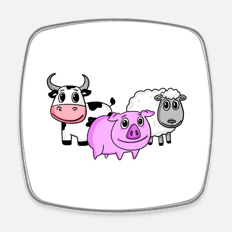 Animaux mignons - Magnet carré - blanc