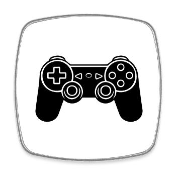 Manette de jeu de jeux vidéo - Magnet carré - blanc - Devant