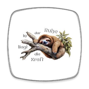 In der Ruhe liegt die Kraft! Faultier Geschenkidee - Viereckiger Kühlschrankmagnet - Weiß - Vorne