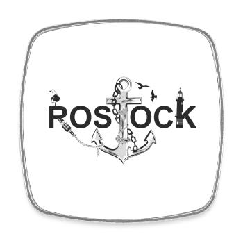 Rostock mit Schriftzug und Anker - Viereckiger Kühlschrankmagnet - Weiß - Vorne
