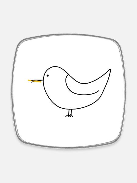 Seagull with fries - Square fridge magnet - white
