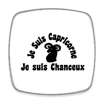 Capricorne Zodiaque symbole - Je suis chanceux - Magnet carré - blanc - Devant
